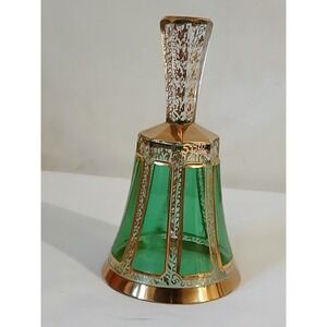 Moser bohemian Bell Gold Trimmed Green Decorative Tabletop Accent Collectible